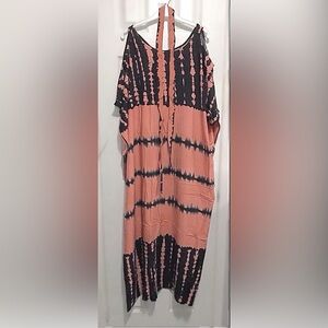 Black and Pink Tie-Dye Maxi Dress